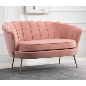 Ariel Fabric Upholstered 2 Seater Sofa In Coral