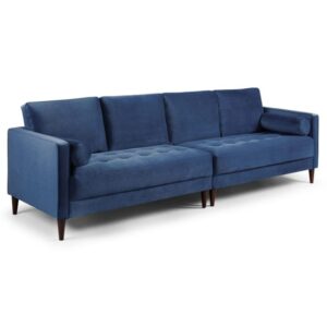 Hiltraud Fabric 4 Seater Sofa In Blue
