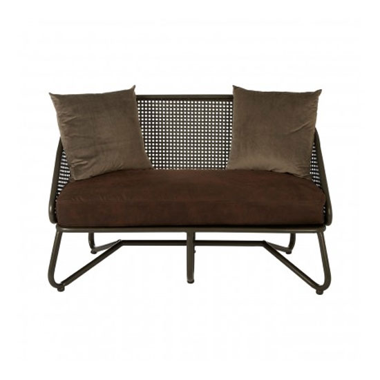 New Voundry 2 Seater Metal Sofa In Brown With Curved Legs