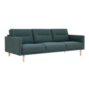 Nexa Fabric 3 Seater Sofa In Dark Green With Oak Legs