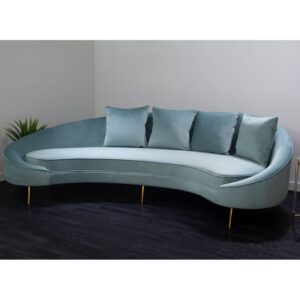 Osmodin Upholstered Velvet 4 Seater Sofa In Light Blue