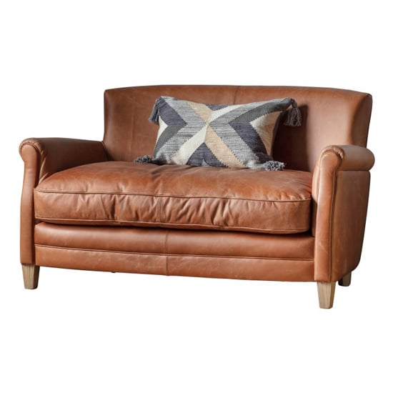 Padston Faux Leather 2 Seater Sofa In Vintage Brown