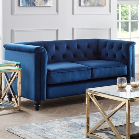 Sadaf Velvet 2 Seater Sofa In Blue