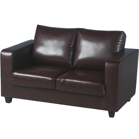 Trinkal 2 Seater Sofa In A Box Made of Brown Faux Leather