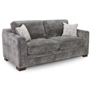 Accra Velvet 3 Seater Sofa In Grey With Solid Wood Frame